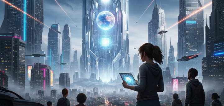 História de ficção científica futurista com IA